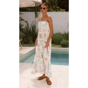 NWOT PAPER HEART Anthropologie Italian Fruit Strapless Maxi Dress & Shacket MED